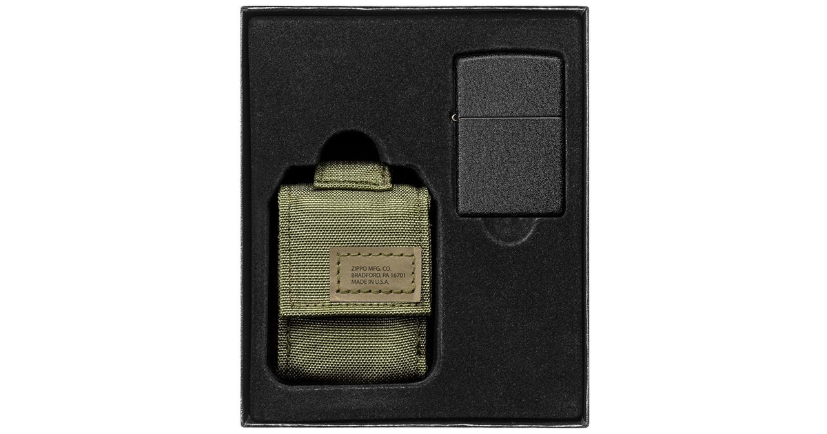 Zippo 49400 Tactical Green Pouch and Black Crackle zestaw prezentowy